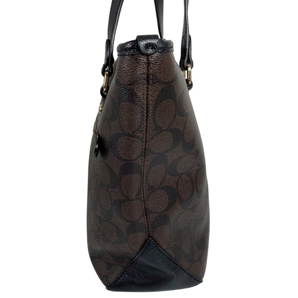 COACH Signature Zip Top Tote F34603 Brown/Black + Hang Tag Nice! - Picture 4 of 11